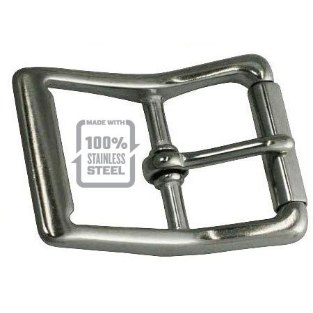 Solid Stainless Steel Double Bar Buckle Thick Industrial Strong No Patina Won't Rust The Invincible and Indestructible Mens Belt Belt that will Last a Lifetime square badge
