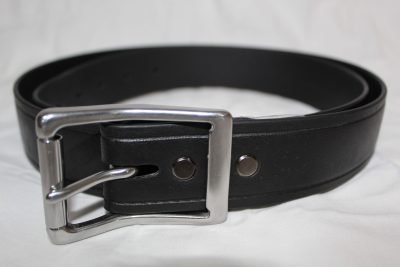 The Super Belt in Black with Beefy Stainless Steel Silver Buckle! Indestructible Men's Belt that will Last You a Lifetime! 100% Made in America! Stainless Steel is guaranteed to never Rust